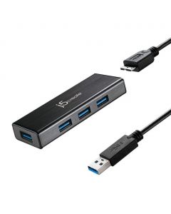 Хъб 4-портов J5 Create JUH340, USB 3.0, 1:4, Черен