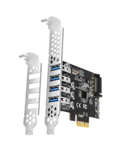 Адаптери Axagon PCI-Express card with four external USB 3.2 Gen1 ports with dual power. Renesas chipset. Standard & Low profile. PCEU-43RS PCEU-43RS