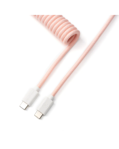 Кабел за клавиатура Keychron Coiled Aviator Straight Custom USB Cable, USB-C - USB-C Light Pink