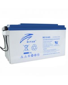 Оловна AGM Deep cycle  батерия RITAR (DC12-65), 12V, 65Ah, 350 / 167 /182 mm  F5/M8 / F11/M6  RITAR, За соларни системи