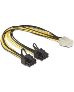 Кабел DeLock PCI Express power 6 pin женско > 2 x 8 pin мъжко, 30 cm