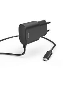 Зарядно 220V Hama с USB-C кабел, 12 W, 1,0 m, черно