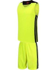 Екип за баскетбол, потник с шорти - неоново зелен с черно 400215