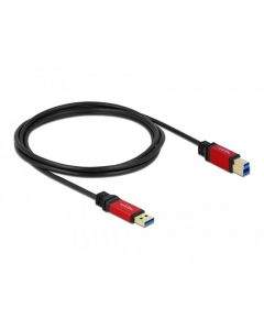 Кабел Delock USB-A мъжко - USB-B мъжко, 2 м, Premium, Екраниран, Черен