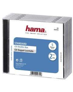 Кутийка за CD/DVD HAMA Double Jewel Case, прозрачен/черен, 5 бр. в пакет