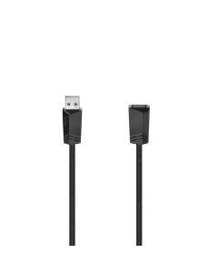 Удължителен кабел HAMA, USB-A женско - USB-A мъжко, 1.5 м, 480 Mbit/s, Черен