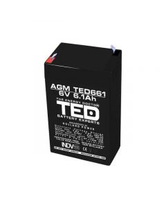 Оловна Батерия TED ELECTRIC, 6V, 6.1Ah, 70/ 47/ 100 mm, AGM