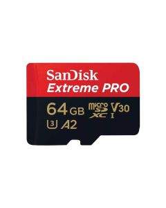 Карта памет SANDISK Extreme PRO microSDXC, 64GB, Class 10 U3, A2, V30, 90 MB/s с адаптер до SD