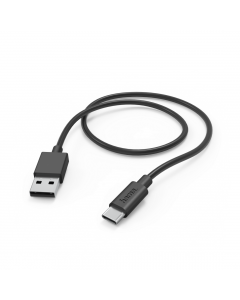 Кабел HAMA, USB-C - USB 2.0 А мъжко, 1 м, 480Мbit, 3А, Черен