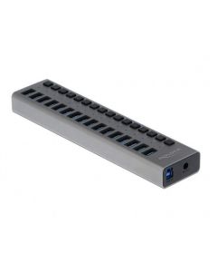 USB хъб Delock, 16 Ports + Switch, Висока скорост, Подсветка, Сив