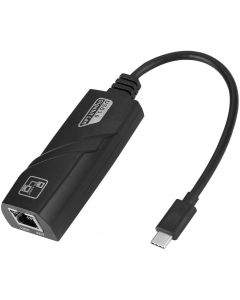 Мрежови адаптер Estillo 10/100/1000 Mbps, USB-C 3.1 към RJ45, Черен