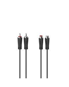 Удължителен аудио кабел HAMA  2 x Чинч мъжко - 2 x Чинч женско, 5.0 м, Черен