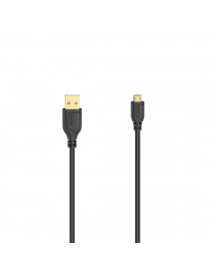 Кабел HAMA Flexi-Slim, USB 2.0 мъжко - micro USB мъжко, 0.75 м., Позлатени конектори, Черен