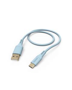 Силиконов кабел за зареждане HAMA "Flexible" USB-A - USB-C, 1.5 m, Син