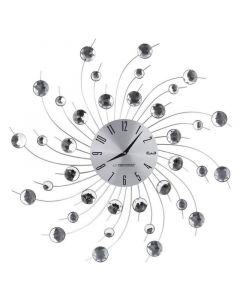 Стенен часовник Esperanza Geneva EHC004, 50 см, Кристални елементи, Сребрист