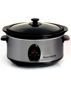 Уред за бавно готвене Hausberg HB-1300, 200W, 3.5 l, Стъклен капак, Поддържане на топлина, Инокс