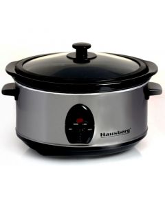 Уред за бавно готвене Hausberg HB-1301, 320W, 6.5 l, Стъклен капак, Поддържане на топлина, Инокс