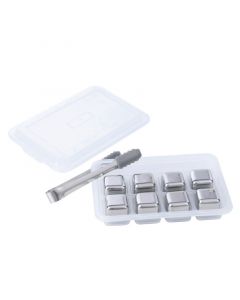 Стоманени кубчета за лед с щипки и поставка Klausberg KB 7651, 8 бр, Многократна употреба, Инокс