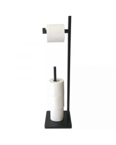Стойка за тоалетна хартия Kinghoff KH 1749, Бамбук, 19х71см, За 5 ролки, Черен