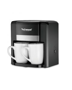 Кафемашина с две чаши Techwood TCA-206, 500W, Перманентен филтър, Черен