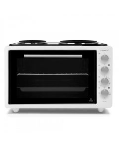 Мини готварска печка Crown CMO-422W, 42 л, 2 котлона, Статична, Механично управление, Бял