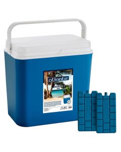 Комплект хладилни кутии + Охладители ATLANTIC, 24 литра, Пасивна, Охлаждане, 2 Охладители 400 мл, Без BPA, Син