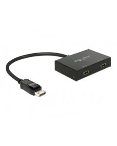 Сплитер DeLock, DisplayPort 1.2 мъжко - 2 x HDMI женско, Черен