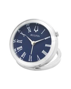 BULOVA Silver and Blue Stainless Steel Diver Travel Alarm Clock B6128