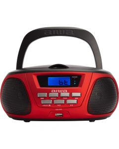 Аудио микросистема Aiwa BBTU-300RD, Bluetooth, CD, AM/FM, MP3 плейър, 2×2.5W, Черно/Червено