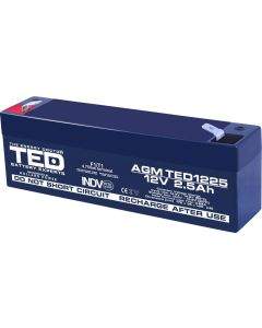 Оловна Батерия TED ELECTRIC 1225, 12V, 2.5Ah, AGM, 177/ 35/ 62 mm