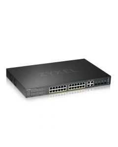 Суич ZyXEL GS-2220-28HP, 24 портов Layer2+, 24x Gigabit PoE + 4x Gigabit combo (RJ45/SFP), Управляем