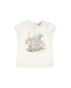 Monnalisa Блуза с къс ръкав с принтирано слонче Monnalisa, бяла, момиче, 9-36 м. 9м. - 4г. Момиче OUTLET Пролет/Лято  8400364as