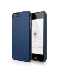Elago S5 Slim Fit 2 Case + HD Clear Film - поликарбонатов кейс и HD покритие за iPhone 5, iPhone 5S, iPhone SE (тъмносин-мат)