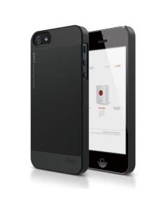Elago S5 Outfit Aluminum + HD Clear Film - алуминиев кейс и HD покритие за iPhone 5, iPhone 5S, iPhone SE (черен)