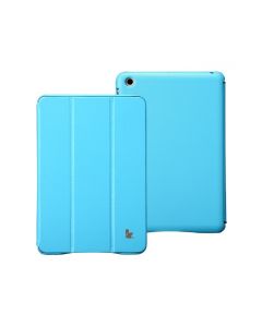 Jison Classic Smart Case - калъф от естествена кожа и поставка за iPad mini, iPad mini 2, iPad mini 3 (син)