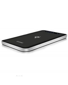 Platinet Power Bank 10000 mAh - външна батерия с безжично зареждане и 2 USB изходa за таблети и смартфони (черен) (разопакован продукт)