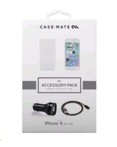 CaseMate Accessory Kit - кейс, зарядно, кабел и покрития за дисплея за iPhone 6, iPhone 6S (прозрачен)