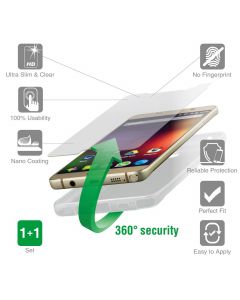 4smarts 360° Protection Set - тънък силиконов кейс и стъклено защитно покритие за дисплея на LG Bello 2 (прозрачен)