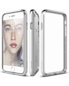 Elago Bumper Case - бъмпер и комплект защитни покрития за дисплея и задната част за iPhone 8, iPhone 7 (бял)