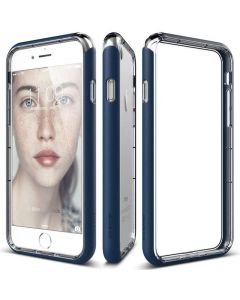 Elago Bumper Case - бъмпер и комплект защитни покрития за дисплея и задната част за iPhone 8, iPhone 7 (тъмносин)