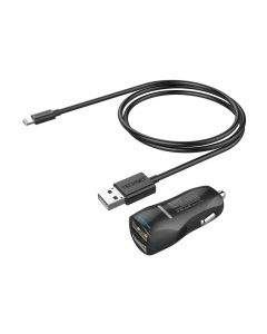 TeckNet iEP172Car Charger 4.8A and MFI Lightning Cable - зарядно за кола 4.8A с 2xUSB изходa и Lightning кабел за iPhone, iPad и iPod с Lightning порт (черен)
