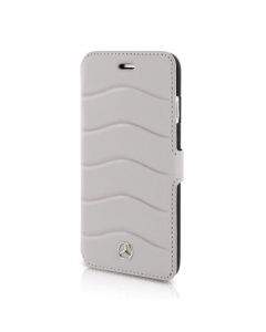 Mercedes-Benz Folio Case - кожен калъф (естествена кожа), тип портфейл за iPhone SE (2020), iPhone 8, iPhone 7 (сив)