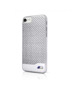 BMW M Carbon Fiber Hard Case - дизайнерски карбонов кейс за iPhone SE (2020), iPhone 8, iPhone 7 (сребрист)
