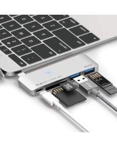 Elago Multi USB-C Hub - USB-C хъб към 2xUSB 3.0, MicroSD, SD и USB-C за MacBook и устройства с USB-C порт (сребрист)