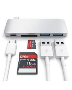 Satechi USB-C Pass Through USB Hub - мултифункционален хъб за свързване на допълнителна периферия за компютри с USB-C (сребрист)
