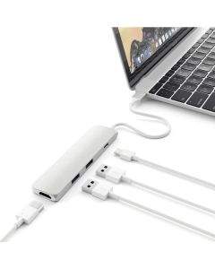 Satechi USB-C Multiport Adapter - мултифункционален хъб за свързване на допълнителна периферия за компютри с USB-C (сребрист)