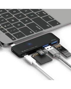 Elago Multi USB-C Hub - USB-C хъб към 2xUSB 3.0, MicroSD, SD и USB-C за MacBook и устройства с USB-C порт (черен)