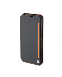 4smarts Flip Case Two Tone - кожен калъф с поставка и отделение за кр. карта за iPhone XS, iPhone X (черен)