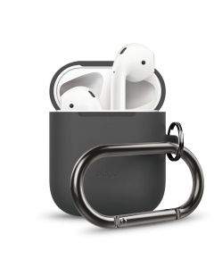 Elago Airpods Silicone Hang Case - силиконов калъф с карабинер за Apple Airpods (тъмносив)