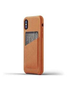 Mujjo Leather Wallet Case - кожен (естествена кожа) кейс с джоб за кредитна карта за iPhone XS, iPhone X (кафяв)